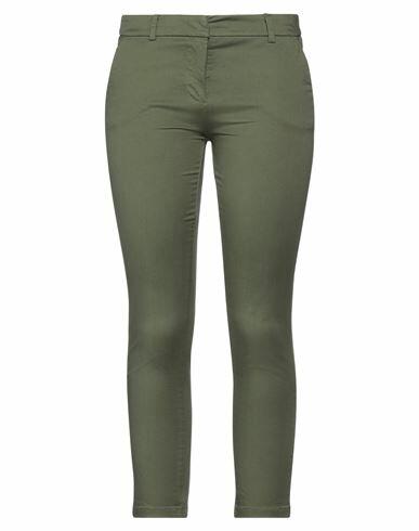 Kontatto Woman Pants Military green Cotton, Elastane Cover