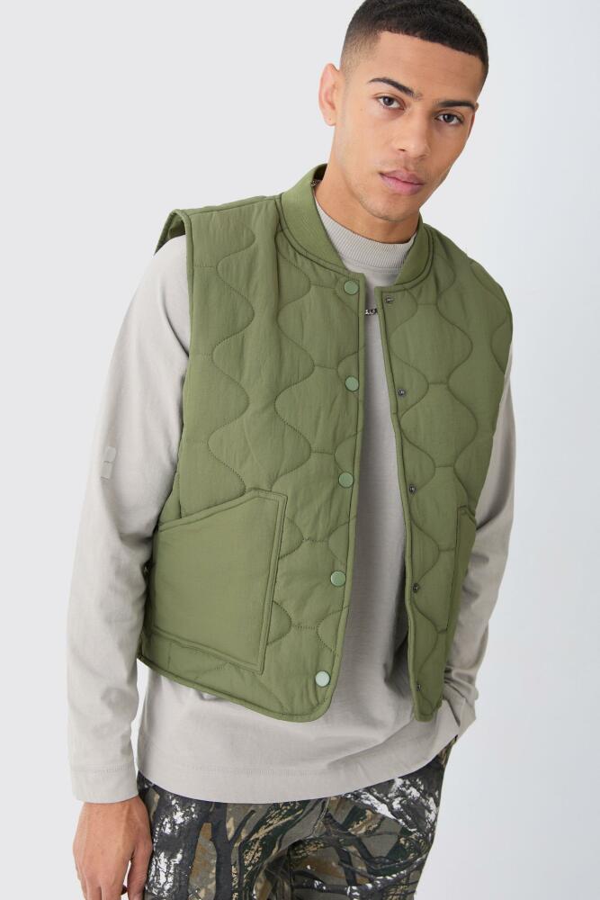 boohoo Mens Onion Quilted Tank - Green Cover