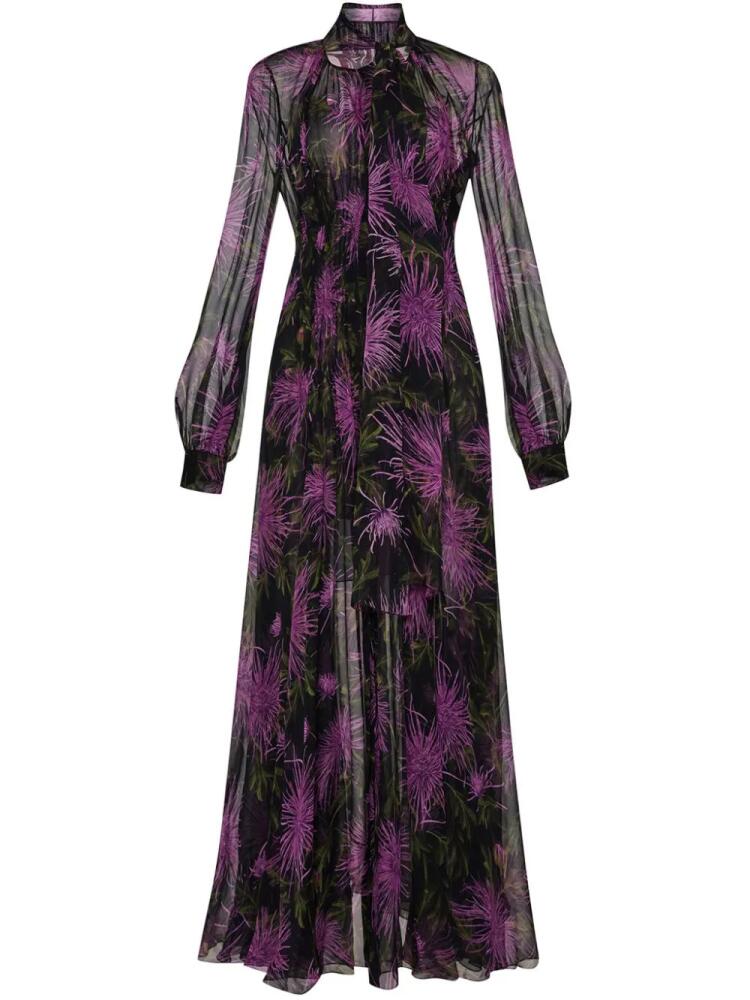 Oscar de la Renta Chrysanthemum chiffon maxi dress - Purple Cover