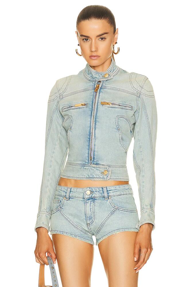 Blumarine Denim Moto Jacket in Blue Cover