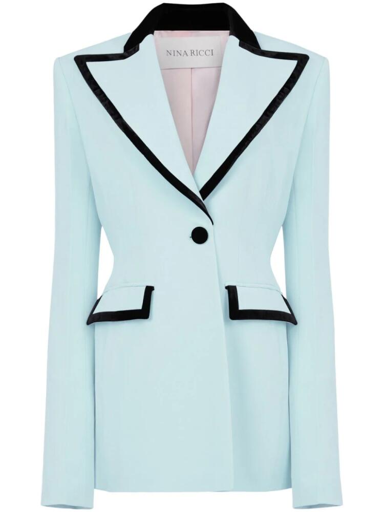 Nina Ricci Cady velvet-trim blazer - Blue Cover