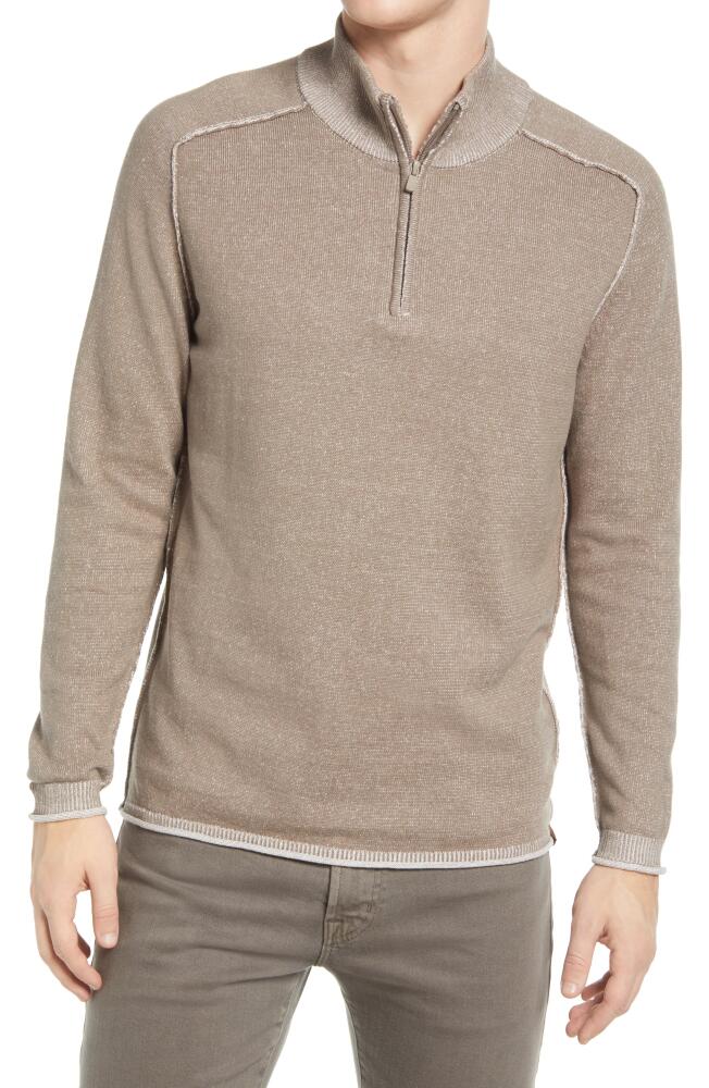 The Normal Brand Jimmy Cotton Quarter-Zip Sweater in Khaki Cover