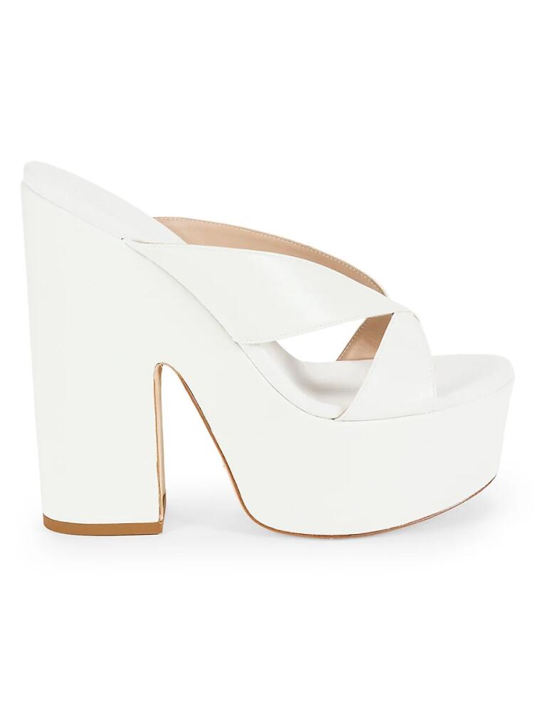 Stuart Weitzman Women's Miami Sohi Leather Platform Sandals - White Cover