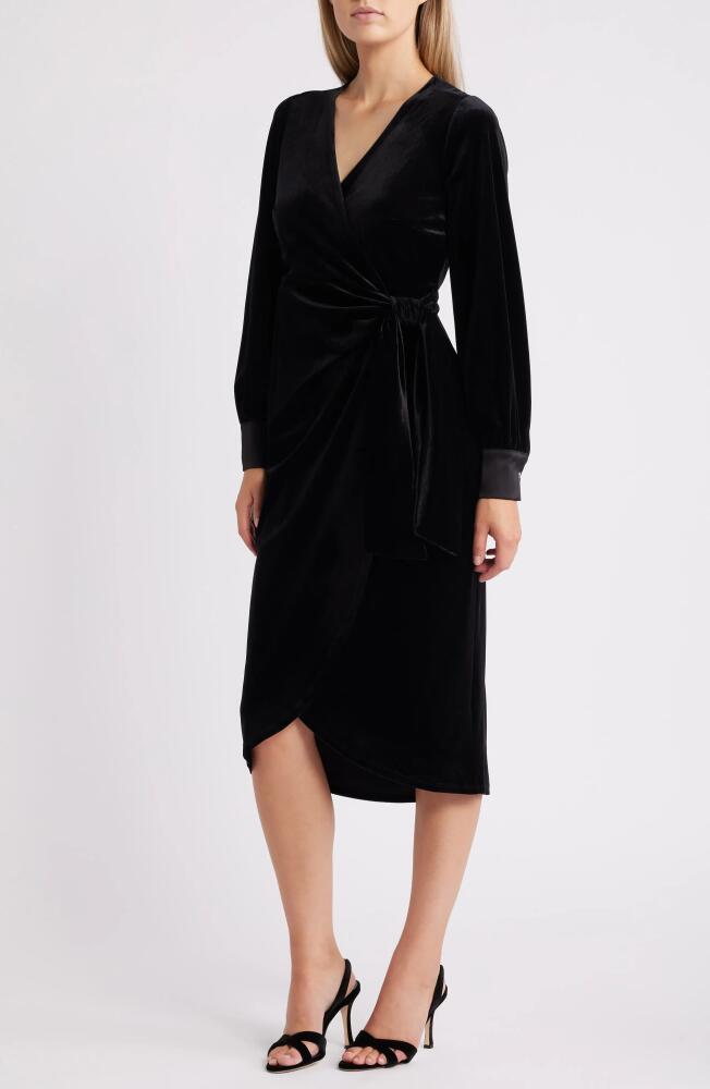 Sam Edelman Stretch Velvet Wrap Dress in Black Cover