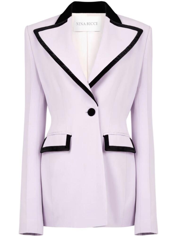 Nina Ricci velvet-trim cady blazer - Purple Cover