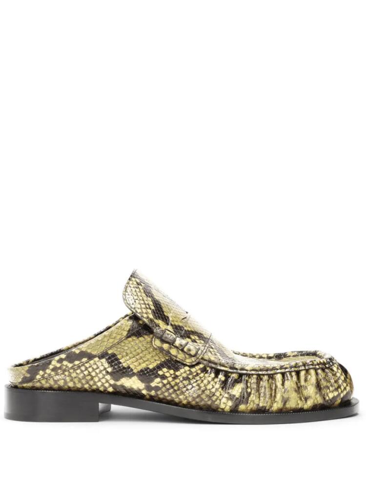 DRIES VAN NOTEN snakeskin-effect mules - Green Cover