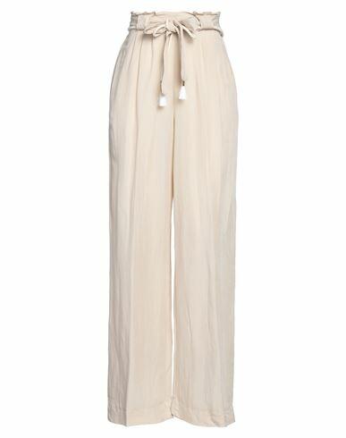 Mdm Mademoiselle Du Monde Woman Pants Beige Viscose, Linen Cover