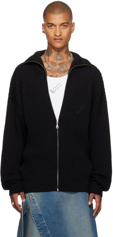 LU'U DAN Black Slacker Rib Sweater Cover