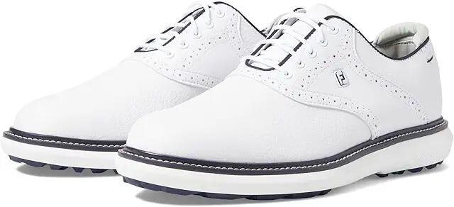 FootJoy Traditions Spikeless Golf Shoes (White/Navy) Men's Shoes Cover