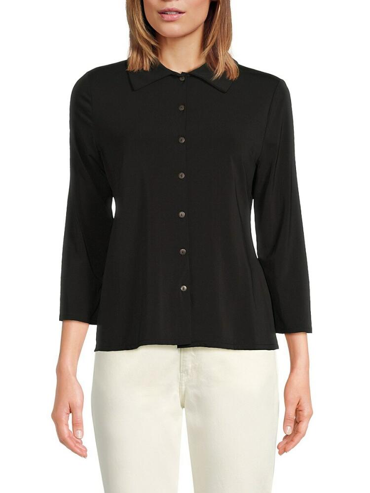 Elie Tahari Women's Point Collar Shirt - Black Cover