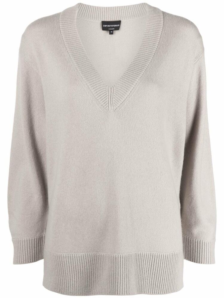 Emporio Armani V-neck cashmere jumper - Neutrals Cover