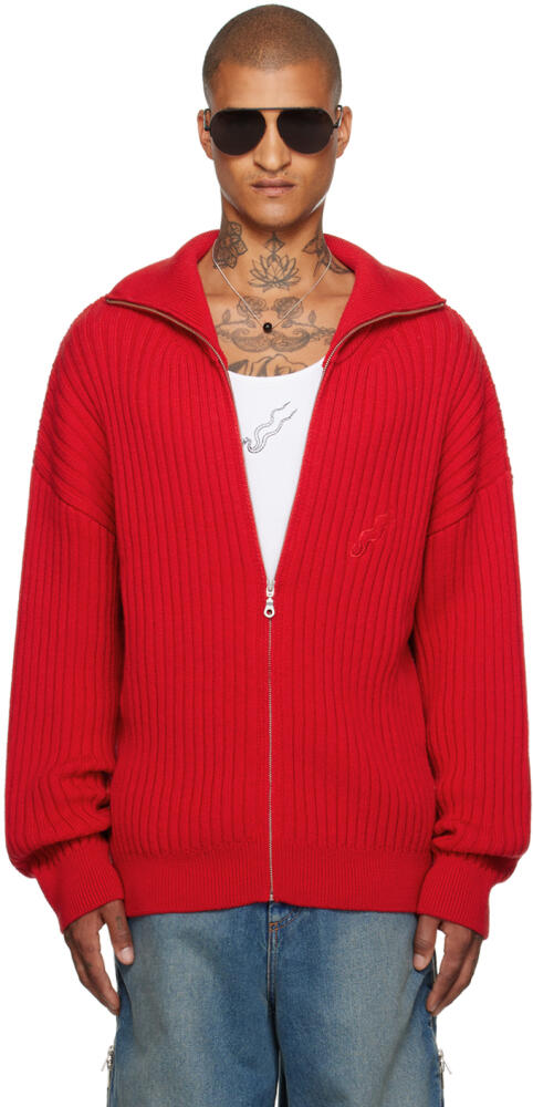 LU'U DAN Red Slacker Rib Sweater Cover