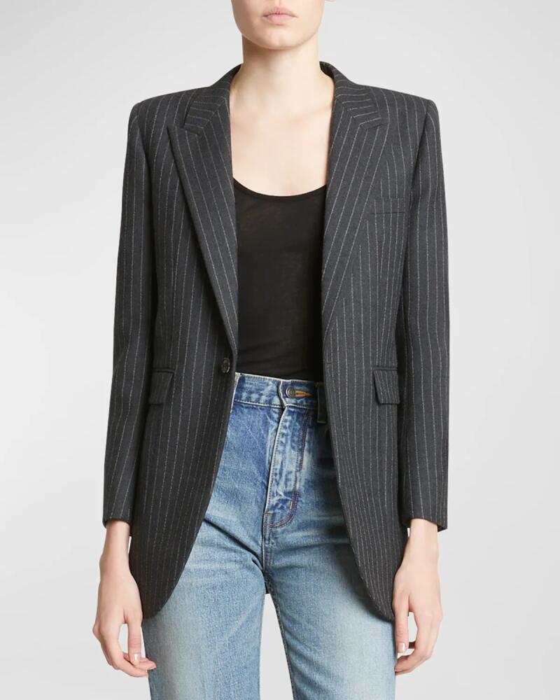 Saint Laurent Pinstripe Single-Breasted Blazer Jacket Cover