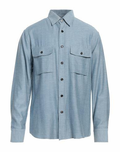 Brioni Man Shirt Sky blue Cotton, Cashmere Cover