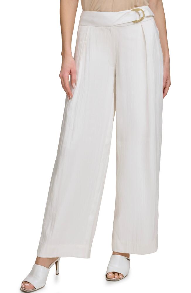 DKNY Belted Twill Wide Leg Pants in Eggnog Cover