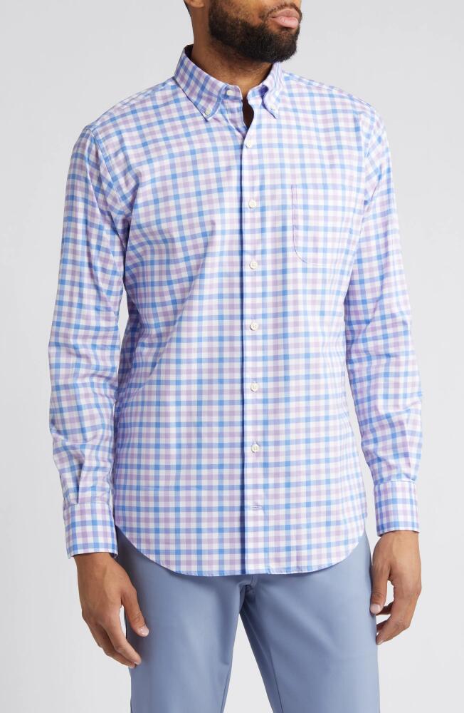 Peter Millar Castine Crown Lite Check Stretch Button-Down Shirt in Wild Lilac Cover