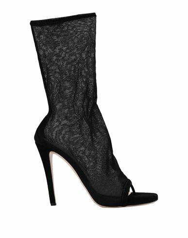 Ermanno Scervino Woman Ankle boots Black Textile fibers, Soft Leather Cover