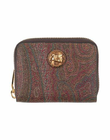 Etro Woman Coin purse Brown Cotton, Polyester Cover