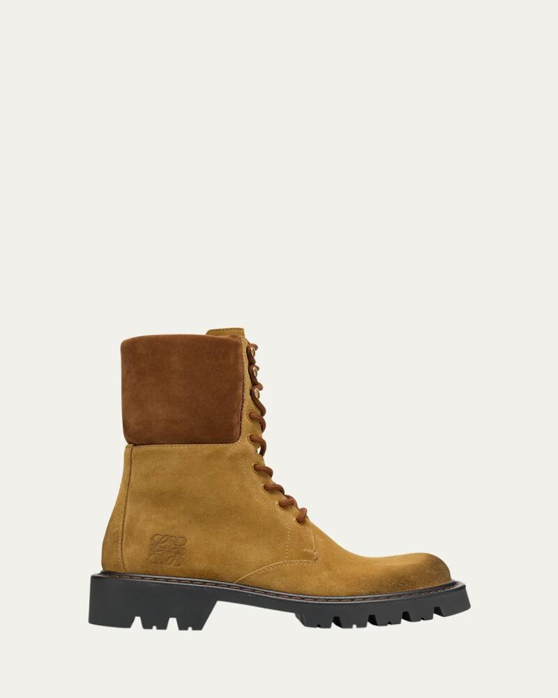 Loewe Sierra Suede Lace-Up Combat Boots Cover