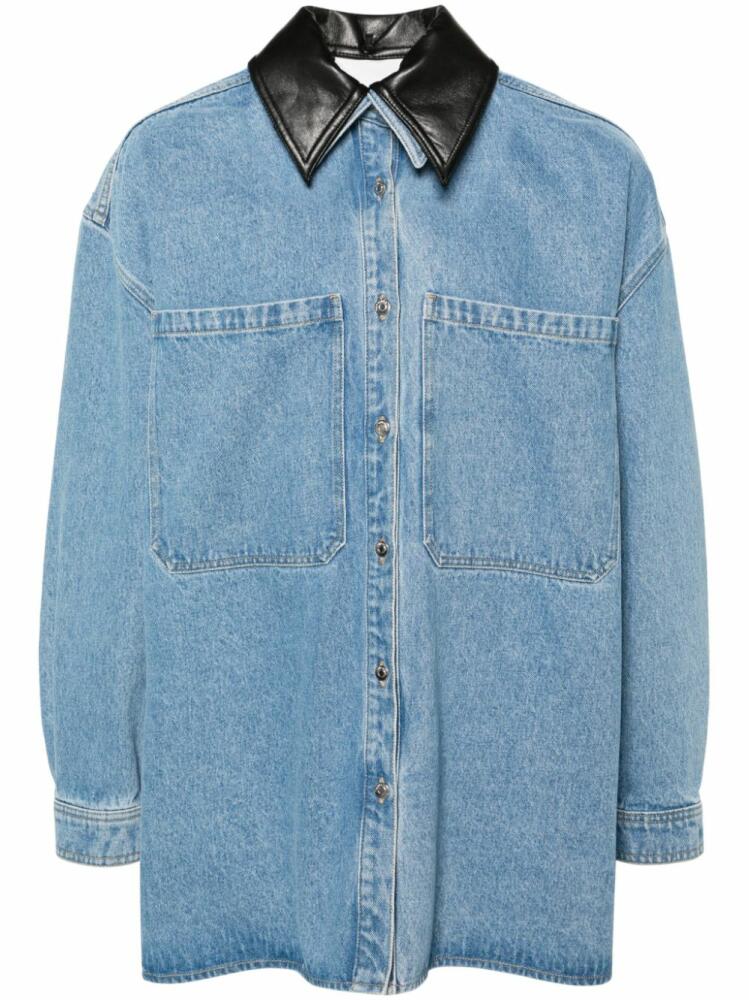 Nanushka contrasting-collar denim shirt jacket - Blue Cover