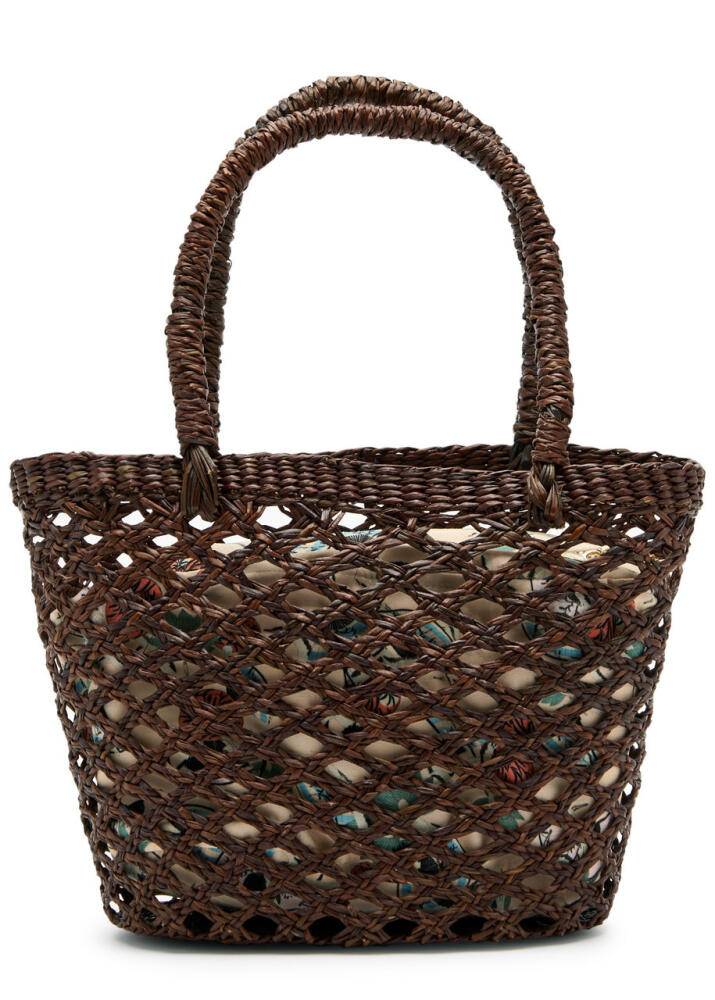 Sensi Studio Mini Raffia top Handle bag - Chocolate Cover