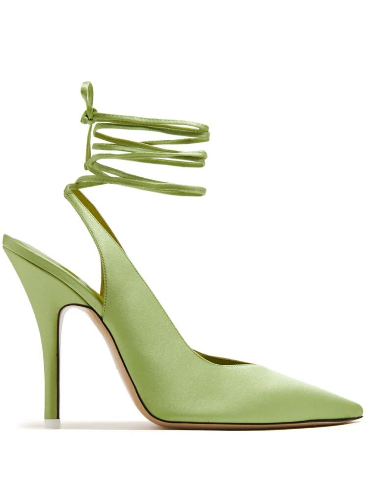 The Attico Venus 105mm satin slingback pumps - Green Cover