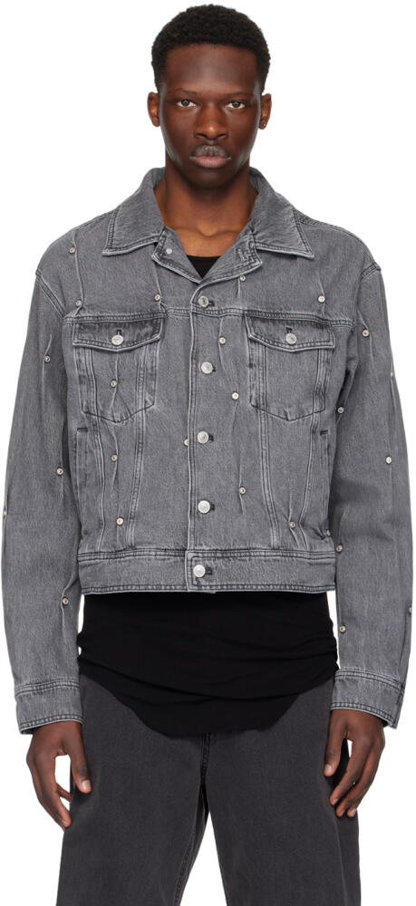 KUSIKOHC Gray Multi Rivet Denim Jacket Cover