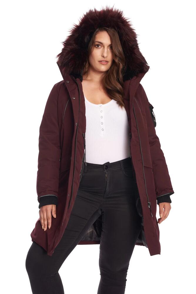 Alpine North LAURENTIAN PLUS SIZE - Vegan Down Long Parka Winter with Faux Fur Hood in Grape Cover