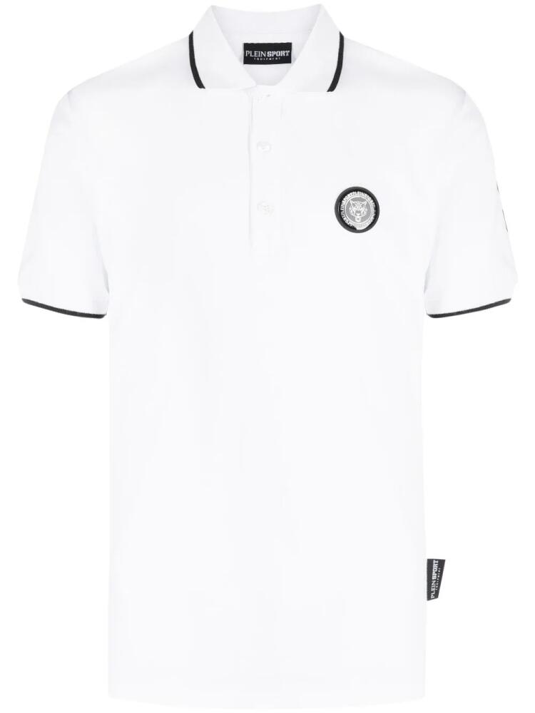 Plein Sport SS logo-patch cotton polo shirt - White Cover