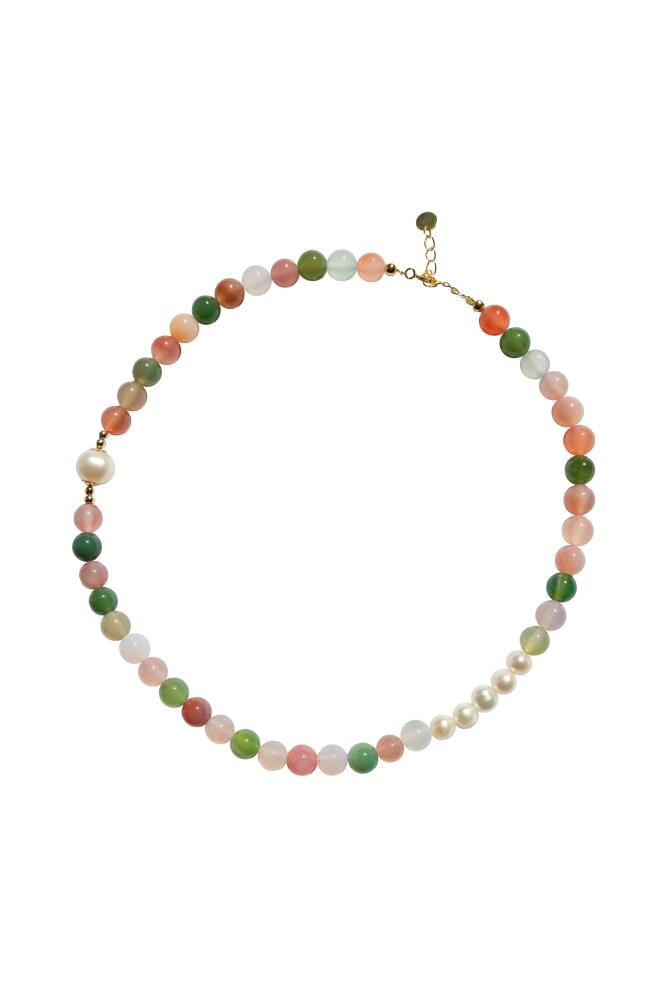 seree Summer Beaded gemstone & pearl choker necklace in Multicolor Cover