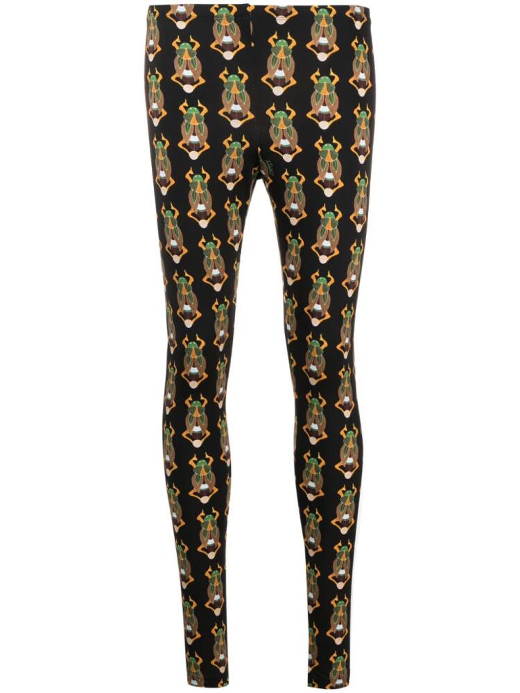 La DoubleJ graphic-print elasticated-waist leggings - Black Cover