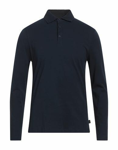 Lab. Pal Zileri Man Polo shirt Midnight blue Cotton Cover