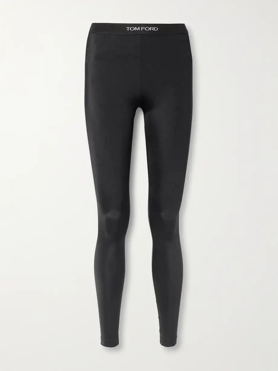 TOM FORD - Jacquard-trimmed Stretch-jersey Leggings - Black Cover