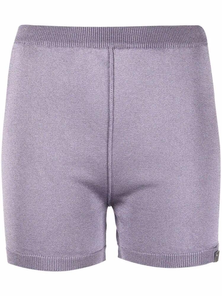 1017 ALYX 9SM logo-plaque knitted shorts - Purple Cover