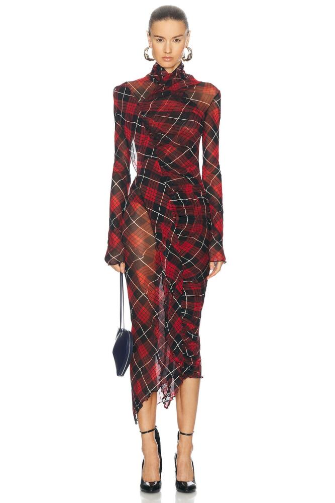 Jean Paul Gaultier Distorted Tartan Long Dress in Red Cover