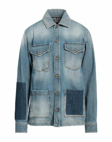 Versace Jeans Couture Man Denim outerwear Blue Cotton Cover