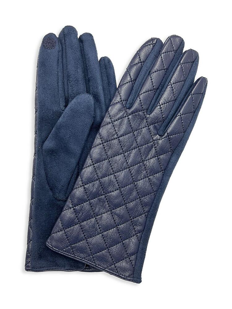 MARCUS ADLER Women's Quilted Vegan Leather Touch Screen Gloves - Navy Cover