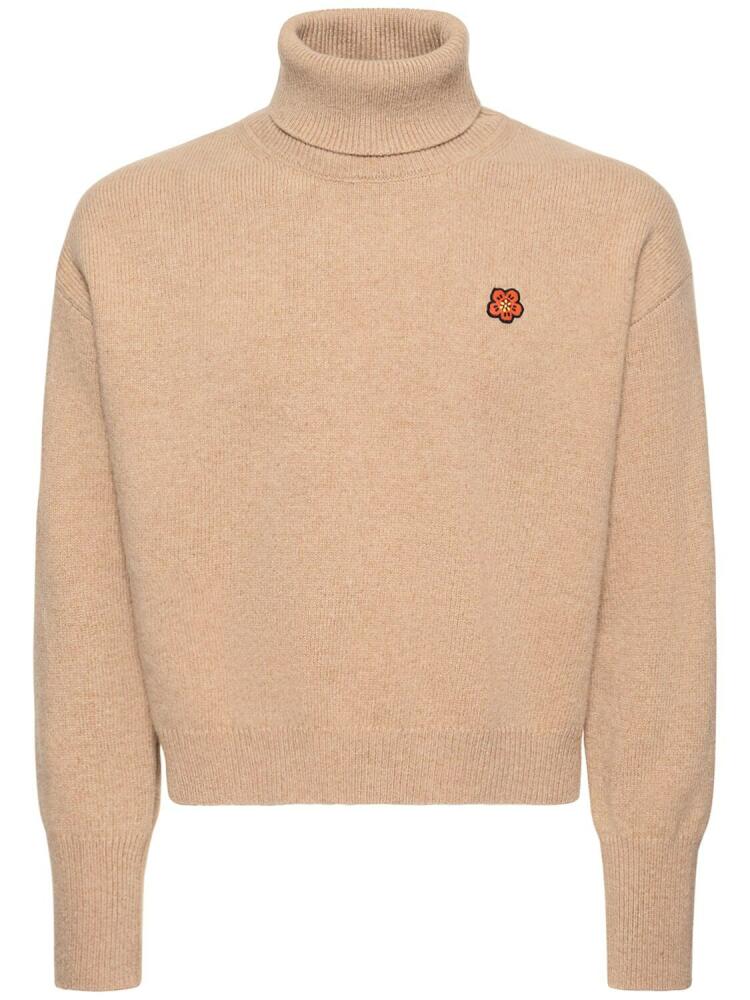 KENZO PARIS Crest Boxy Turtleneck Wool Sweater Cover