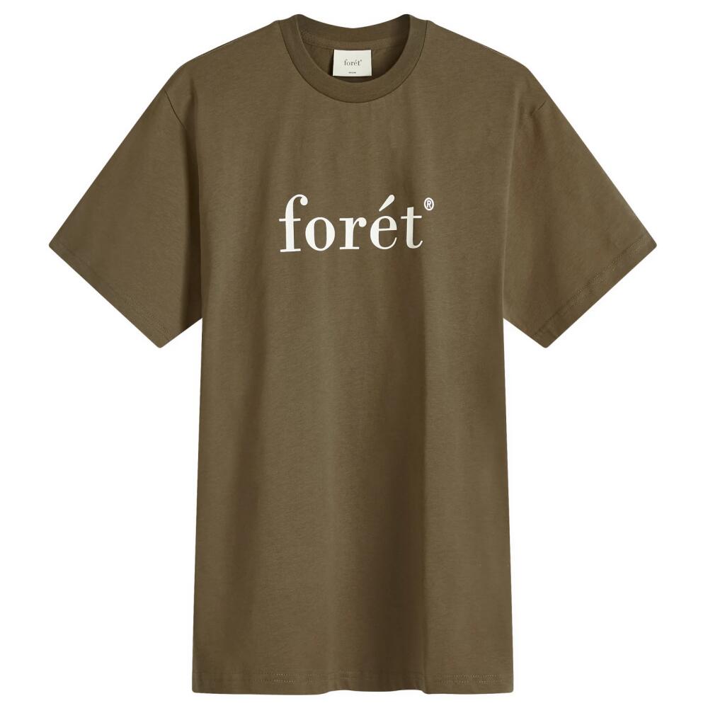 Foret Men's Amber Logo T-Shirt in Cold Brown/Cloud Cover