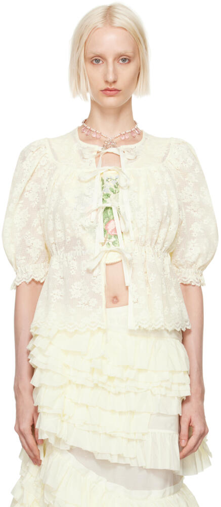 Yuhan Wang Off-White Floral Lace Blouse Cover