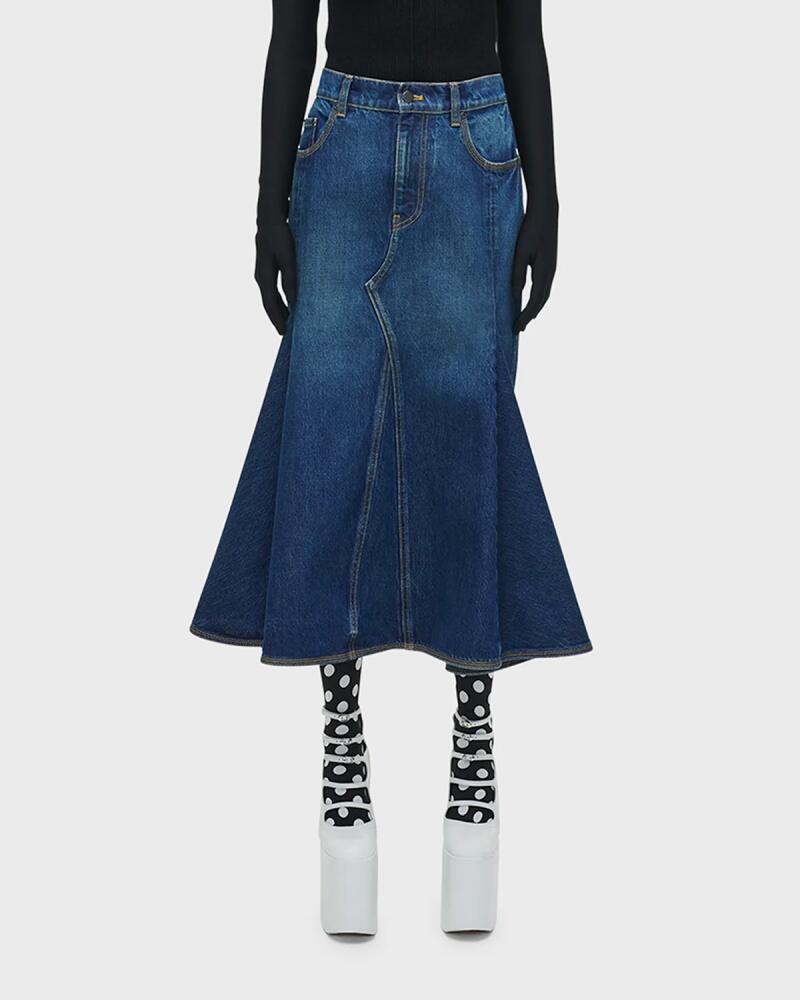 Marc Jacobs Paneled Denim Midi Skirt with Pleating Cover