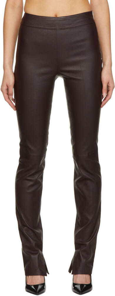 Helmut Lang Brown Slit Leather Pants Cover