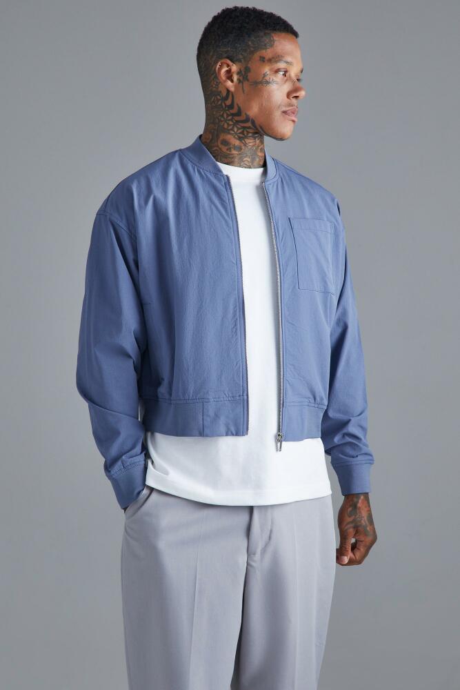 Mens Boxy Technical Stretch Smart Bomber - Blue Cover