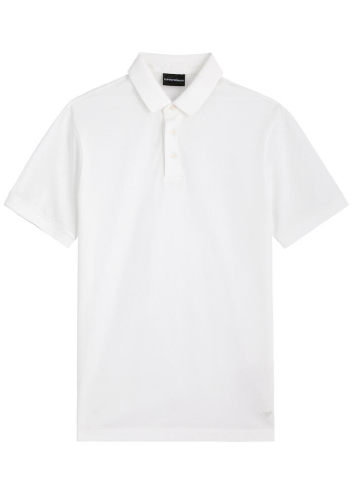 Emporio Armani Jacquard Cotton Polo Shirt - White Cover