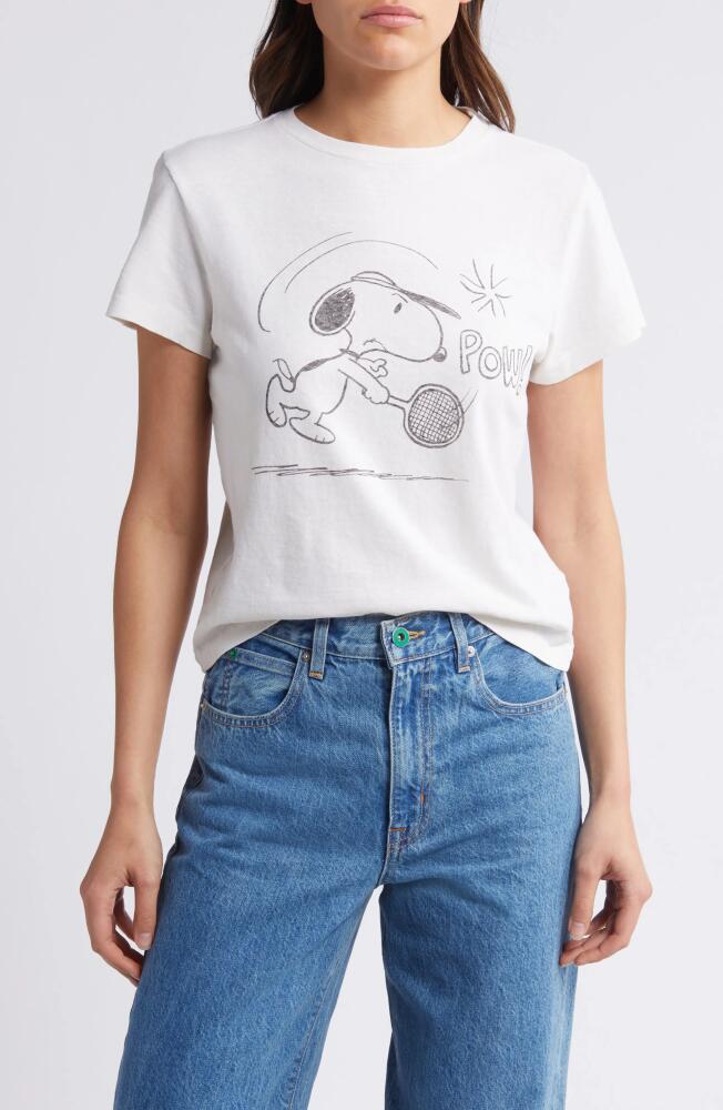 Re/Done Snoopy Tennis Graphic T-Shirt in Vintage White Cover