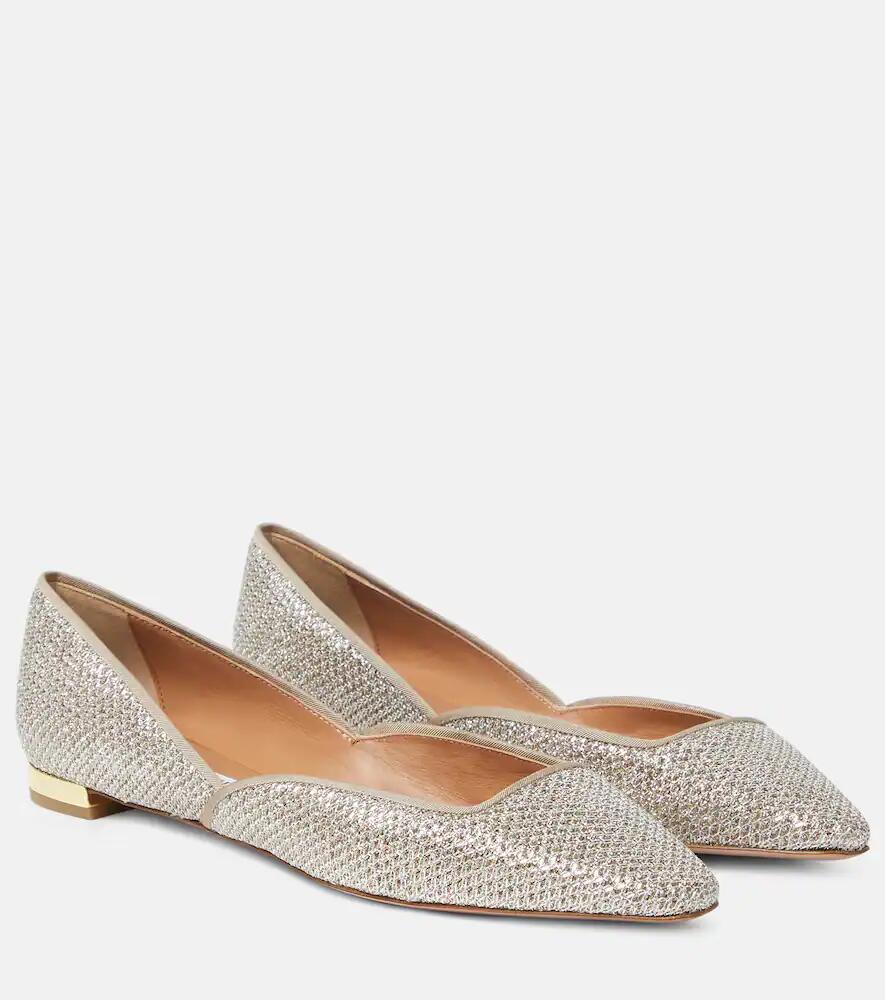 Aquazzura Maia metallic mesh ballet flats Cover