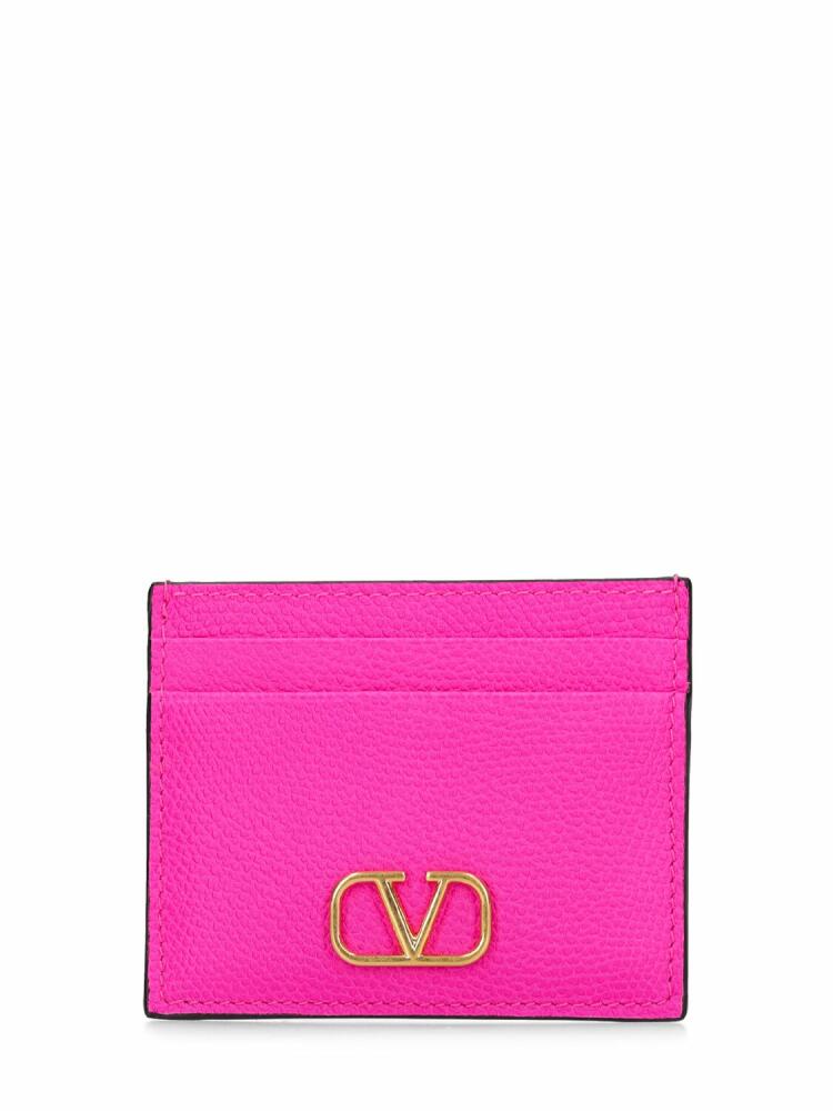 VALENTINO GARAVANI V Logo Grained Leather Card Holder Cover