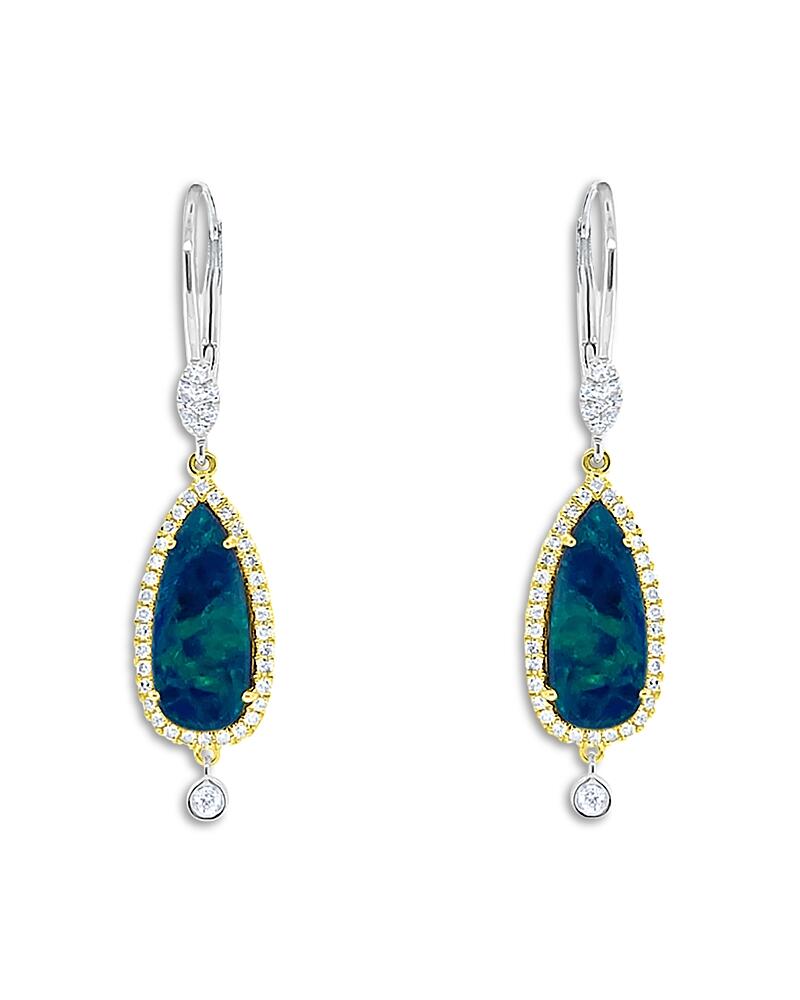 Meira T 14K Yellow & White Gold Opal & Diamond Elongated Leverback Drop Earrings Cover