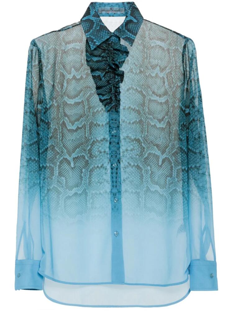 Ermanno Scervino ruffled python-print blouse - Blue Cover