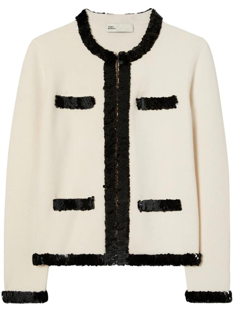 Tory Burch Kendra sequin-embellished cardigan - White Cover